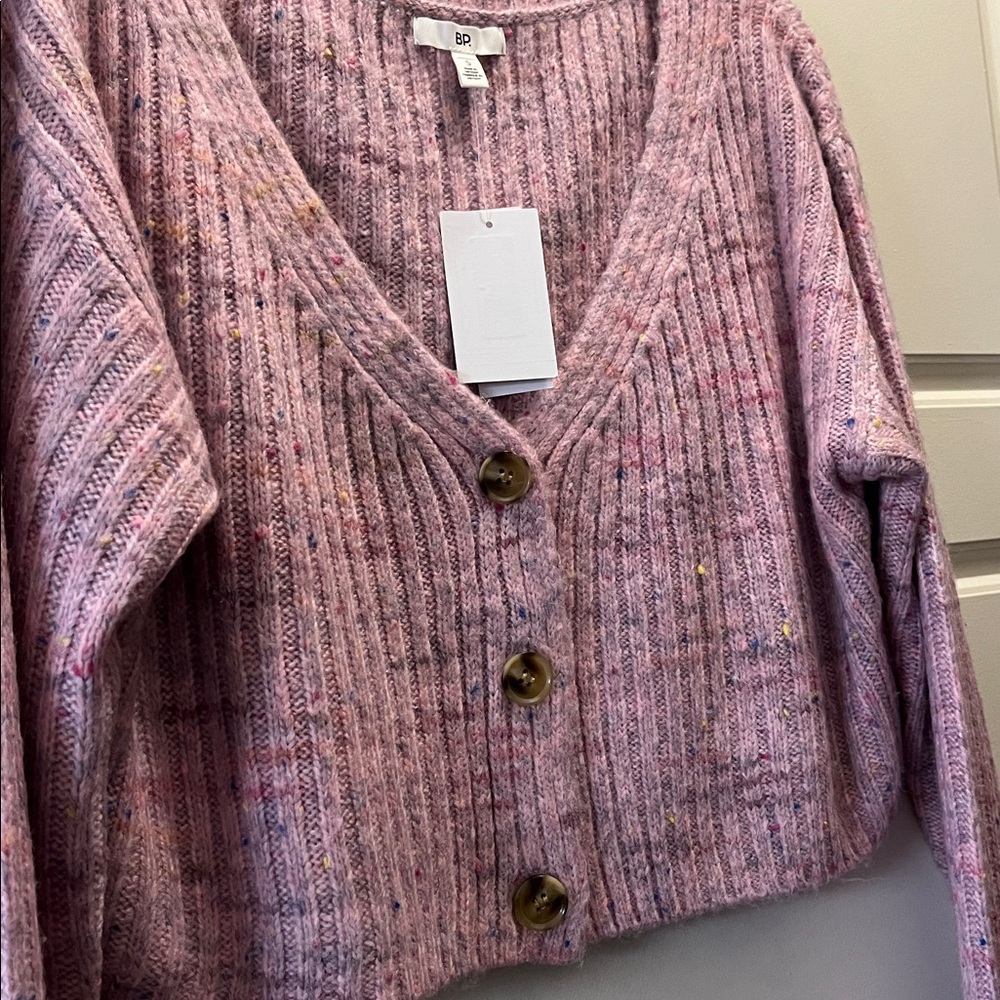 BP Pink Button-Up Ribbed Cardigan - Picture 2 of 6